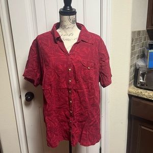 Vtg. Floral Print White Stag Button Down